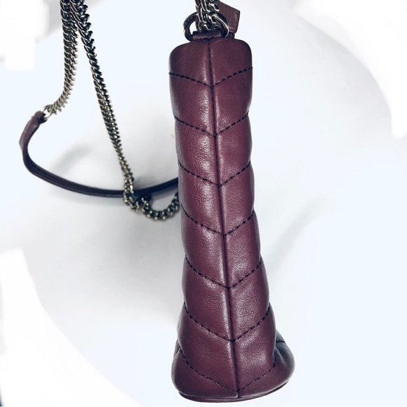 KATE SPADE Cherrywood Reese Park Ellery Quilted Leather Shoulder Bag Chain Strap - Picture 8 of 12